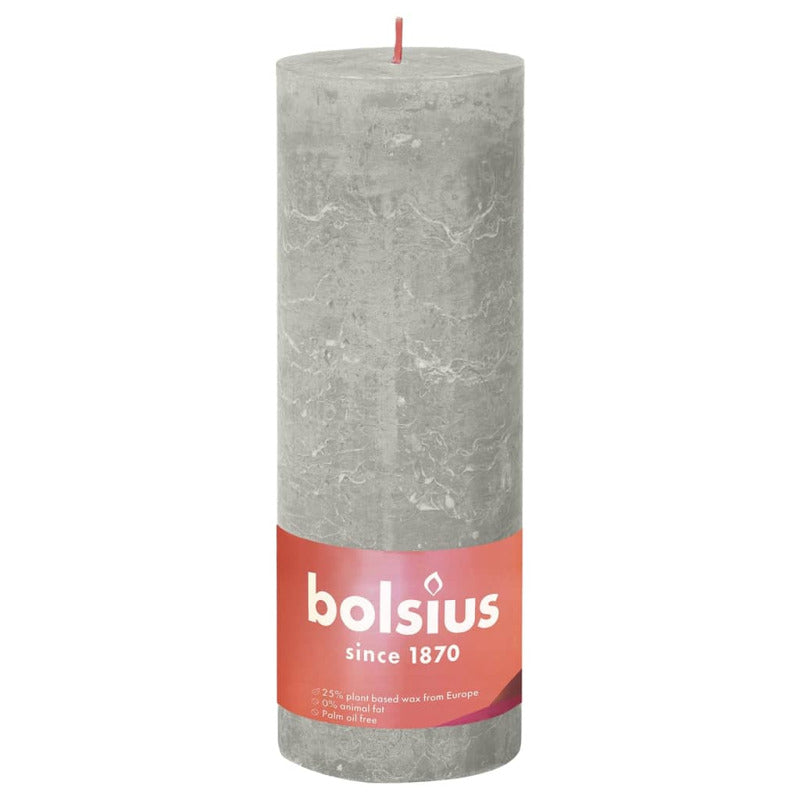 Bolsius Velas Rústicas Shine 4 Unidades Gris Arena 190x68 Mm_1