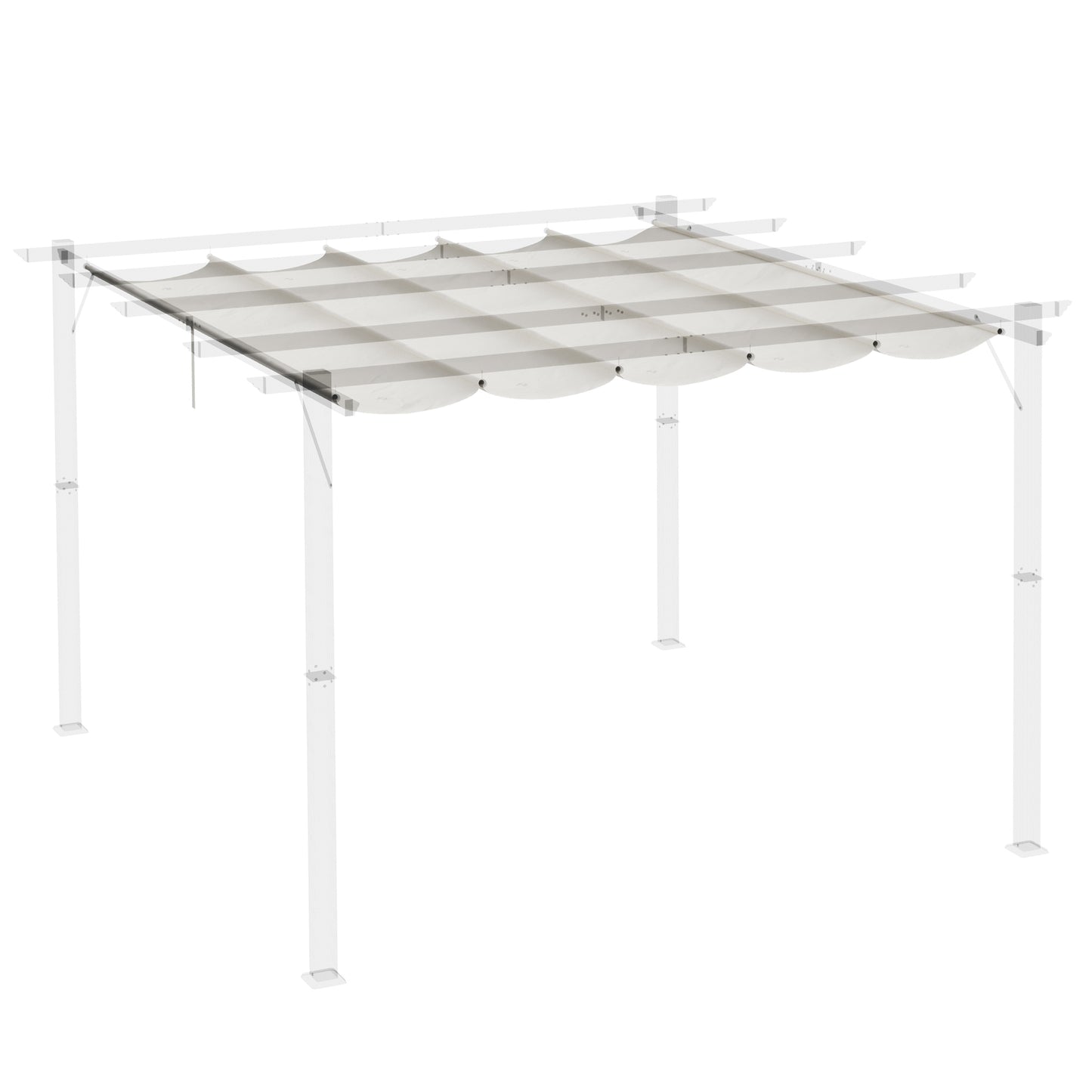 Outsunny Cubierta Para Pérgola Retráctil 2,5x2,55m Para Marco De 3x3 M Crema_3