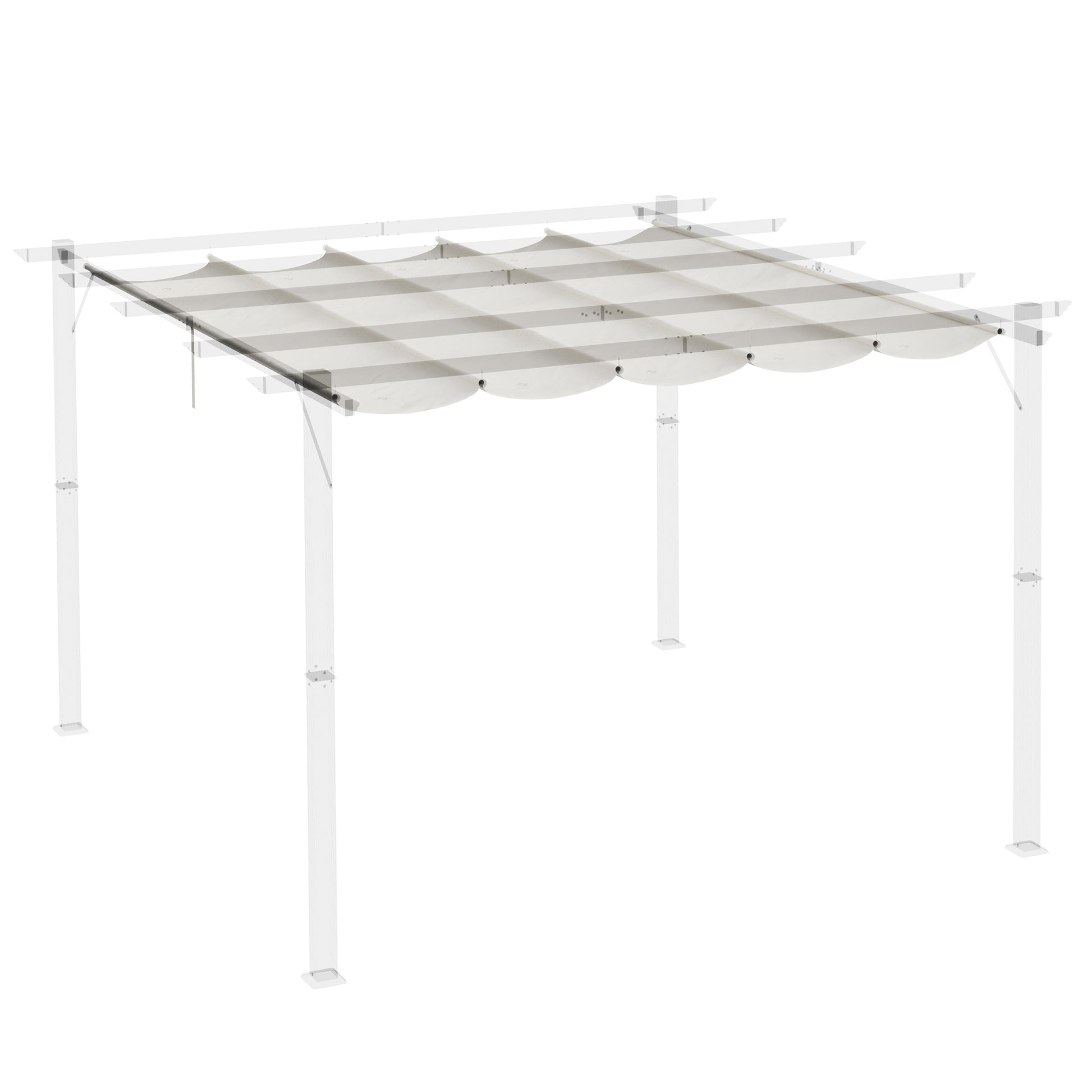 Outsunny Cubierta Para Pérgola Retráctil 2,5x2,55m Para Marco De 3x3 M Crema_3