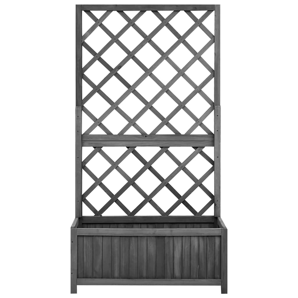 Jardinera Enrejada De Jardín Madera De Abeto Negro 70x30x135cm_0