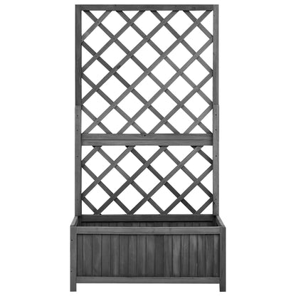 Jardinera Enrejada De Jardín Madera De Abeto Negro 70x30x135cm_0