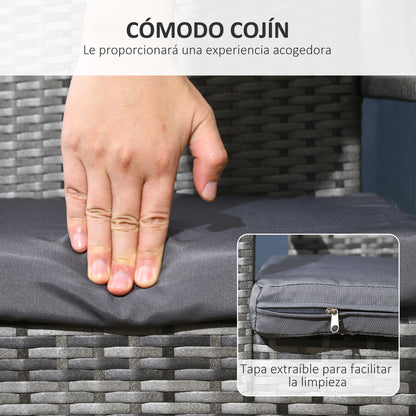 Outsunny Conjunto De Jardín De Ratán Sintético De 7 Piezas Gris_5