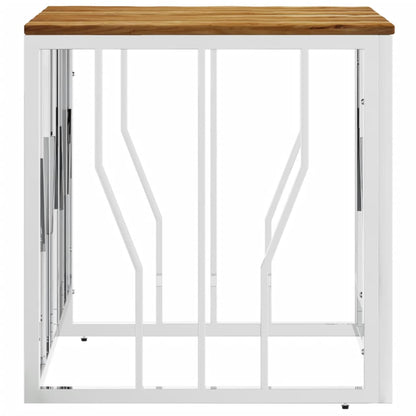 Mesa De Centro Acero Inoxidable Y Madera Maciza Acacia Plateada_1
