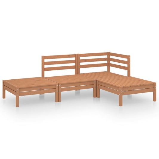 Juego Muebles De Jardín 4 Pzas Madera Maciza Pino Marrón Miel / Vetonek_0