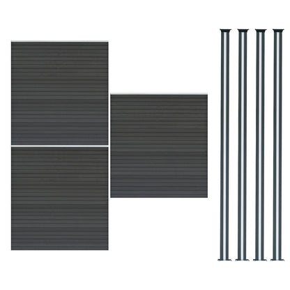 Vallas Para Exteriores De Wpc Y Aluminio - 3x Paneles + 4x Postes | Gris_0