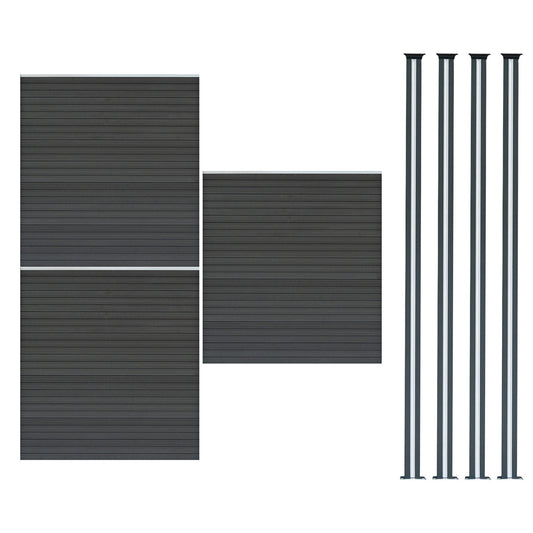 Vallas Para Exteriores De Wpc Y Aluminio - 3x Paneles + 4x Postes | Gris_0