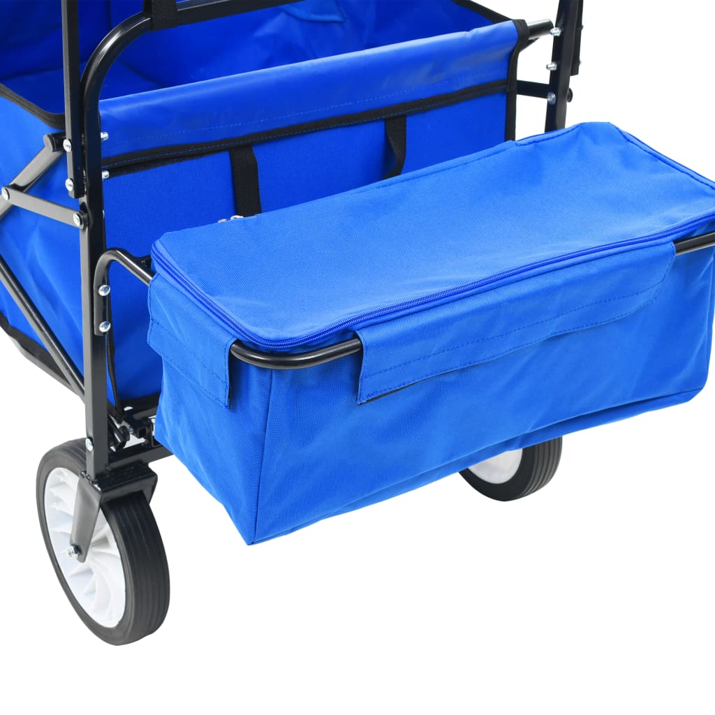 Carrito De Mano Plegable De Acero Con Capota Azul_3