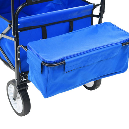 Carrito De Mano Plegable De Acero Con Capota Azul_3