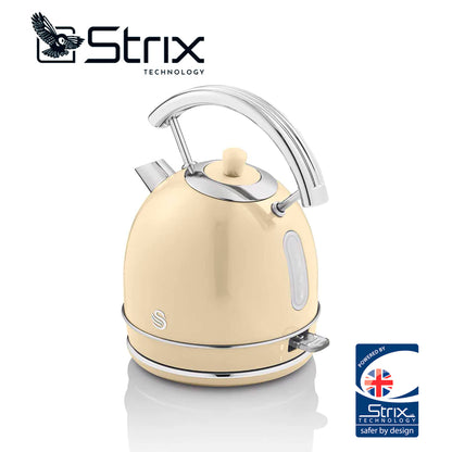 Hervidor Agua Eléctrico Retro , 1,8 L, Resistencia Oculta Acero Inoxidable, Sin Bpa, Inalámbrico Swan Sk14630cneu Crema_3