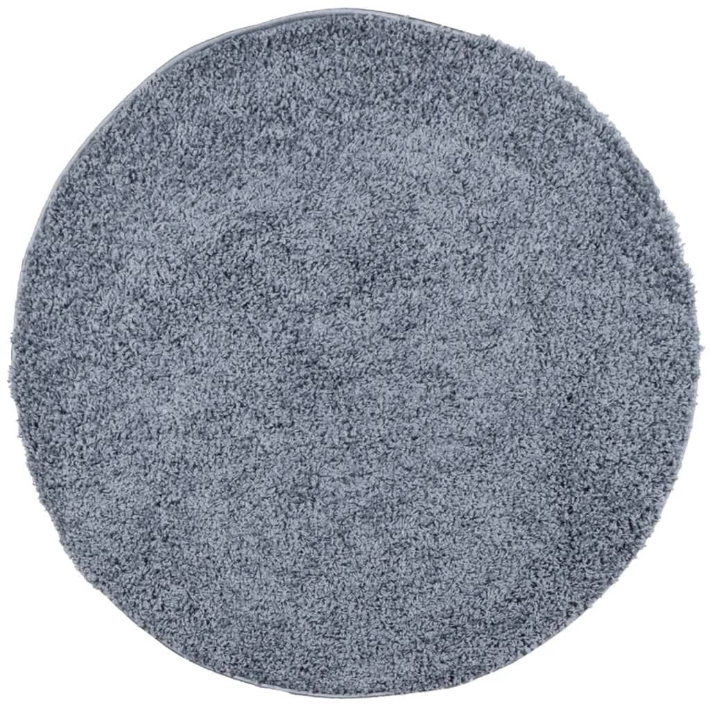 Vidaxl Alfombra Peluda De Pelo Largo Moderna Pamplona Azul Ø 80 Cm_0