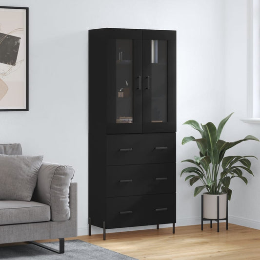 Aparador Alto Madera Contrachapada Negro 69,5x34x180 Cm_0