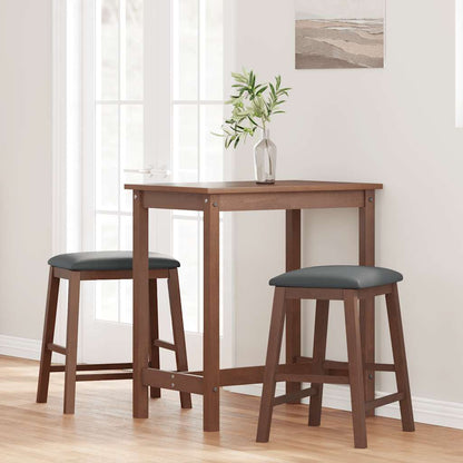 Sillas De Bar Con Cojines 2 Uds Madera Maciza Marrón Caucho_1