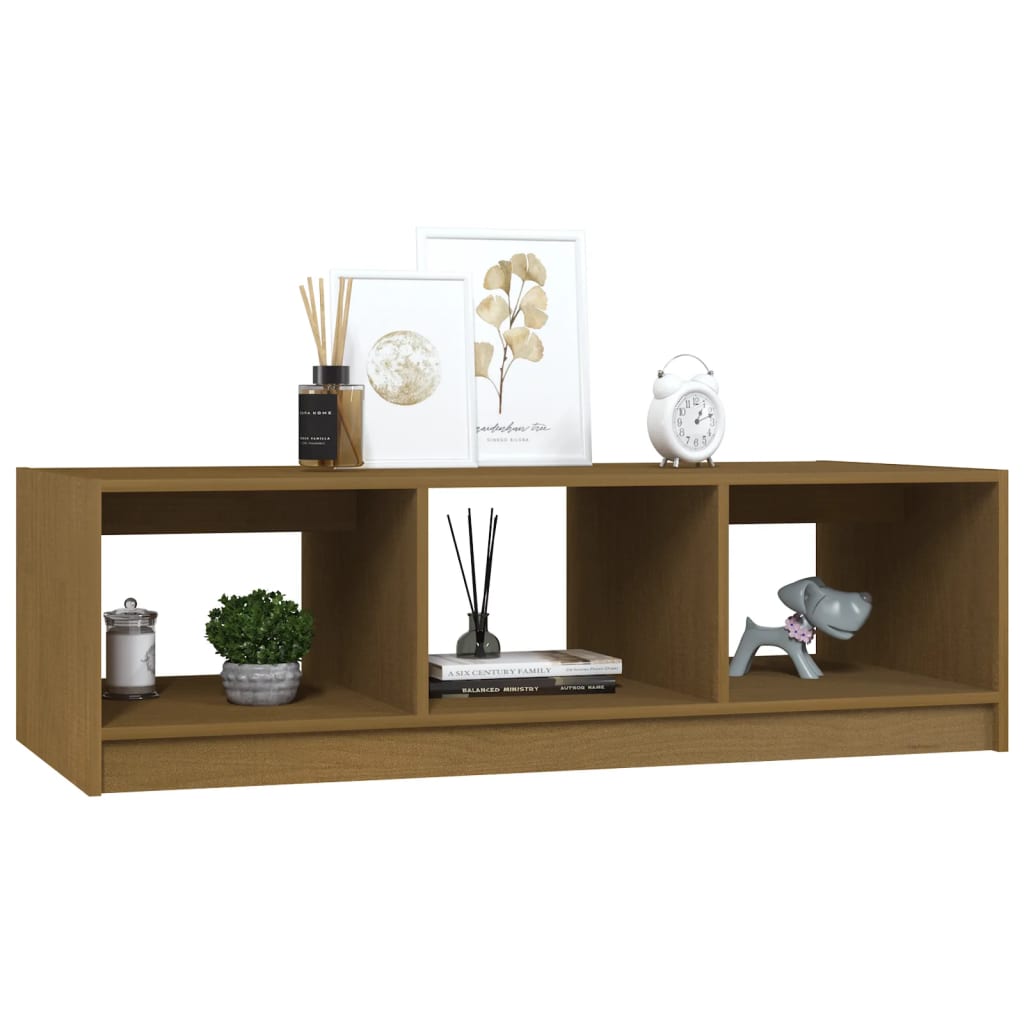 Mesa De Centro De Madera Maciza Pino Marrón Miel 110x50x34 Cm_2