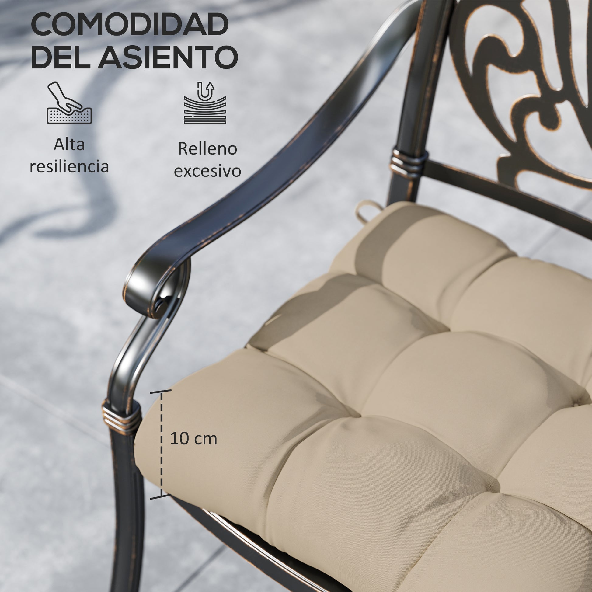 Outsunny Conjunto De Cojines Para Sillas De Comedor 48x48x10 Cm Caqui_5