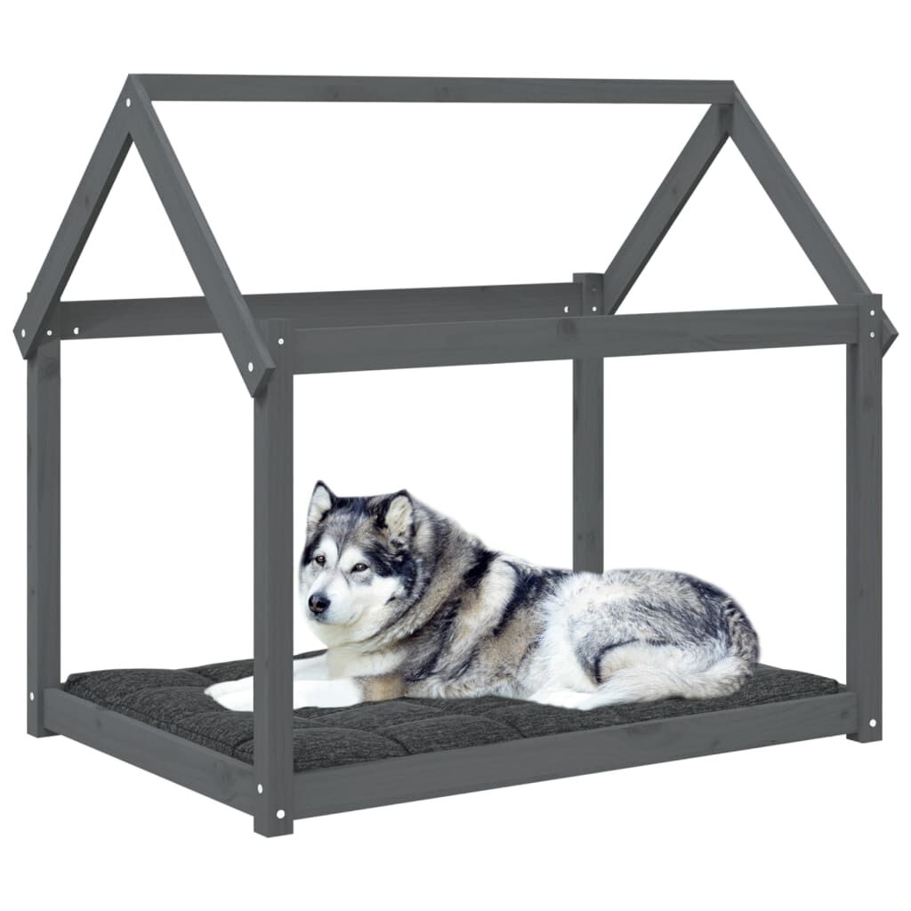 Vidaxl Cama Para Perros Madera Maciza De Pino Gris 111x80x100 Cm_3