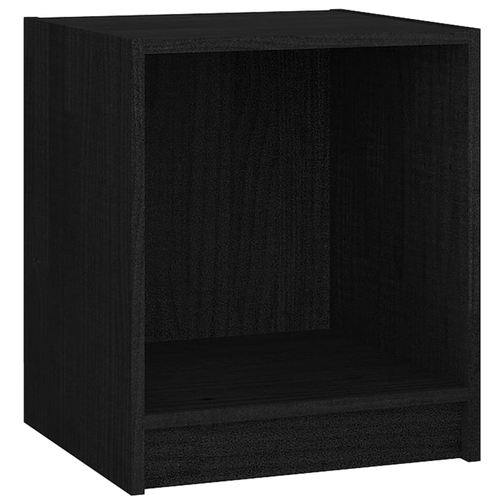 Mesita De Noche 2 Uds Madera De Pino Negro 35,5x33,5x41,5 Cm_3