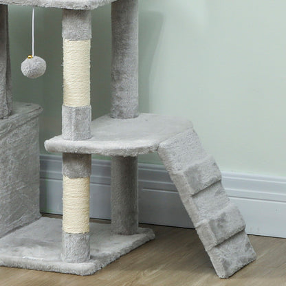 Pawhut Árbol Rascador Para Gatos Grande Altura 170 Cm Gris Claro_3