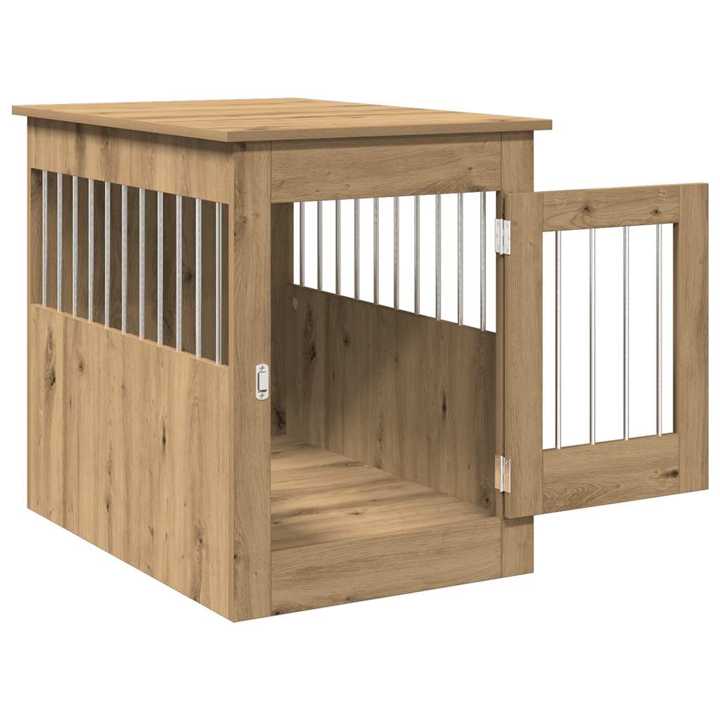Jaula Para Perros Madera Ingeniería Roble Artesanal 55x80x68 Cm_3