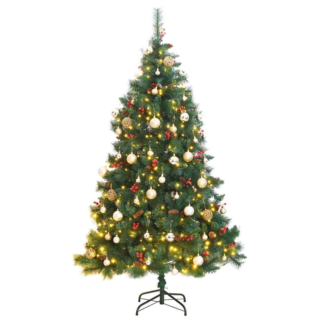 Vidaxl Árbol De Navidad Artificial Con Bisagras 300 Led Y Bolas 240 Cm_0