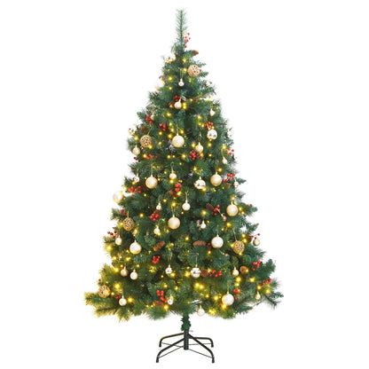 Vidaxl Árbol De Navidad Artificial Con Bisagras 300 Led Y Bolas 240 Cm_0