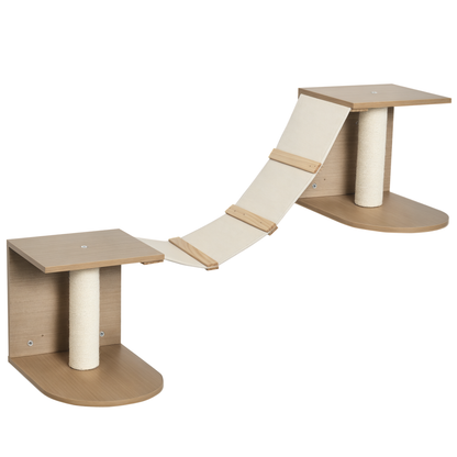 Pawhut Estantes De Pared Gatos Con Escalera Plataformas Postes Rascadores Sisal_0