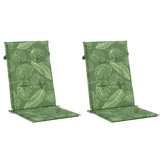 Vidaxl Cojines De Silla De Respaldo Alto 2 Uds Tela Estampado De Hojas_0