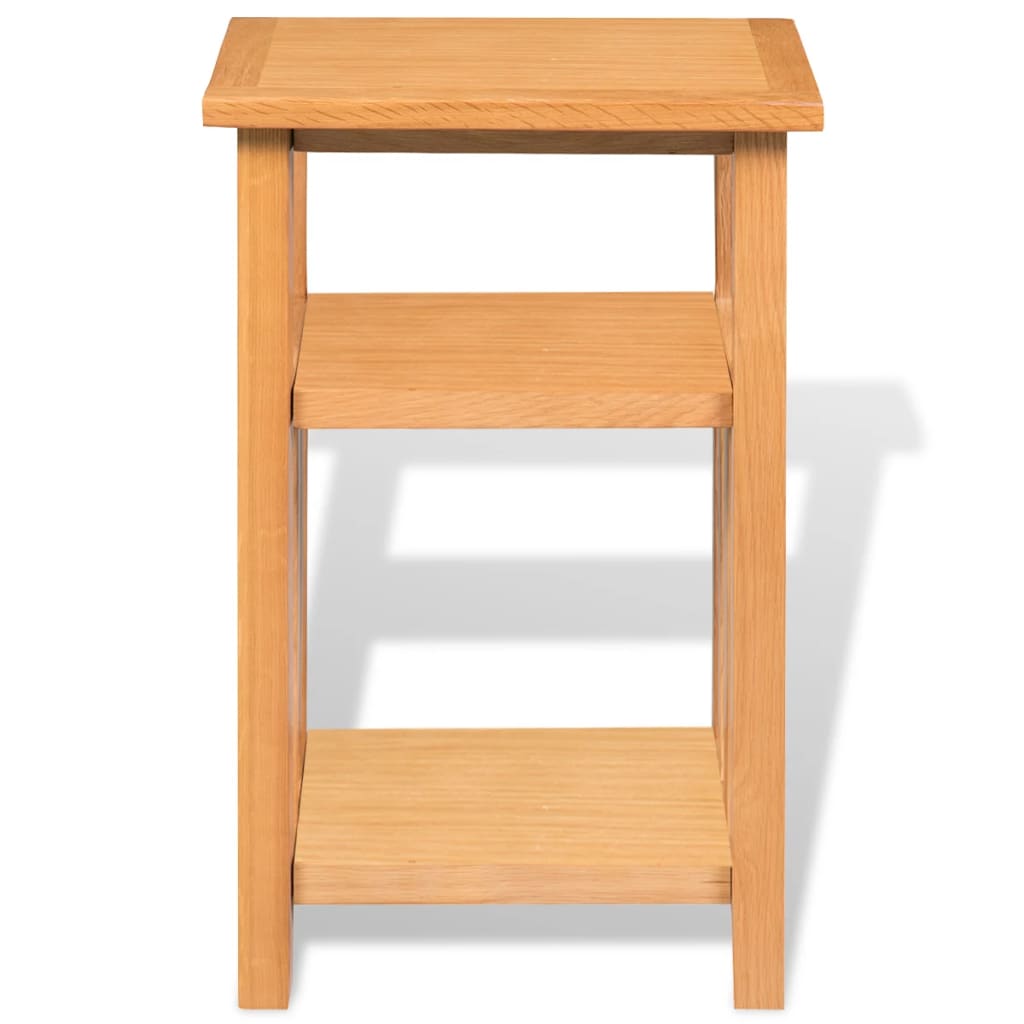 Mesa Auxiliar Con Estante De Madera De Roble Maciza 27x35x55cm_1