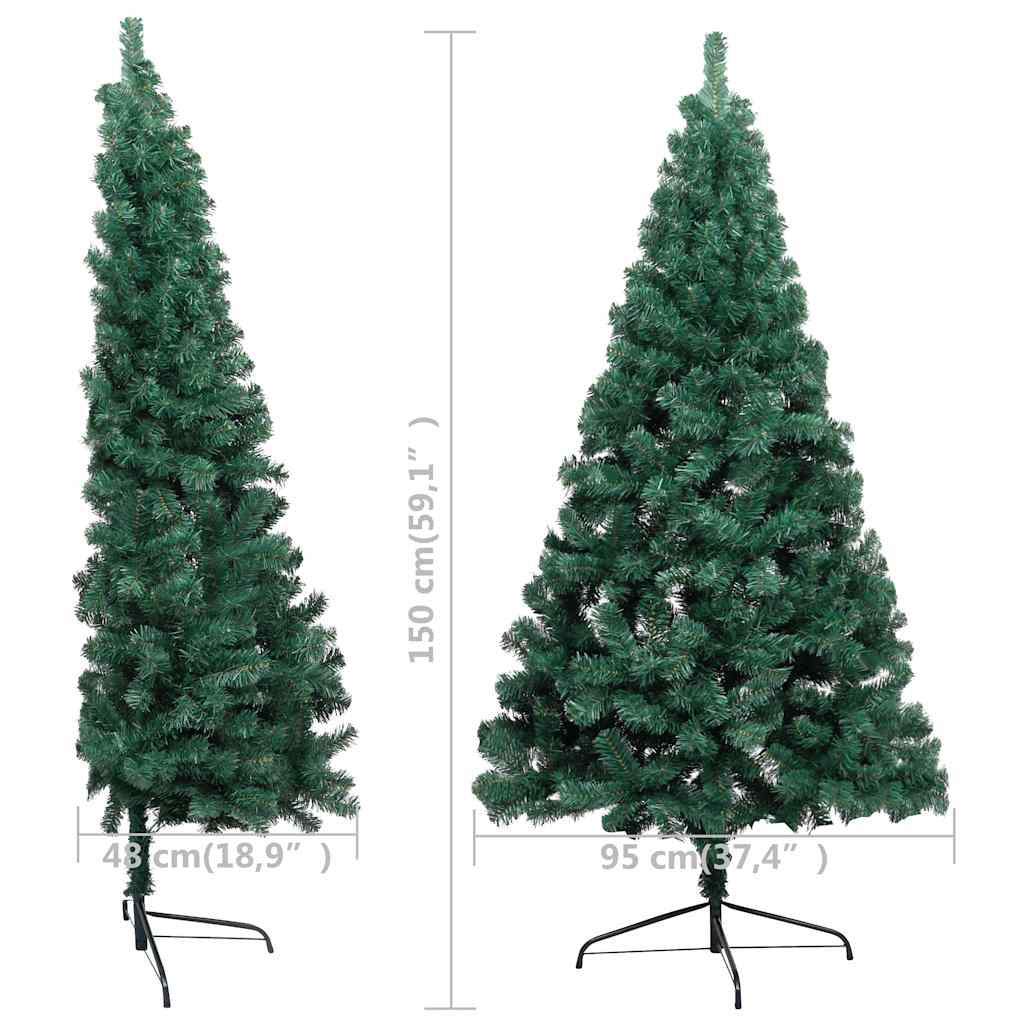 Vidaxl Medio Árbol De Navidad Con Luces Y Bolas Verde 150 Cm_2