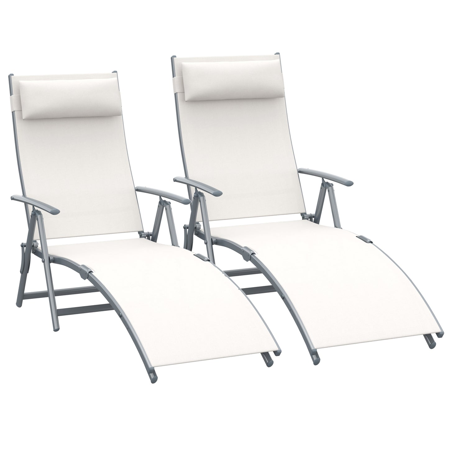 Outsunny Set De 2 Tumbonas Plegables Con Respaldo Ajustable 137x63,5x100,5 Cm_0