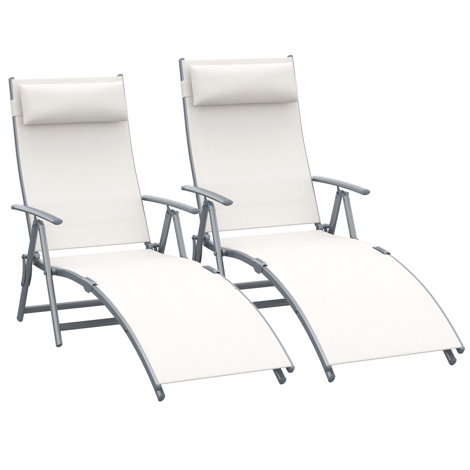 Outsunny Set De 2 Tumbonas Plegables Con Respaldo Ajustable 137x63,5x100,5 Cm_0