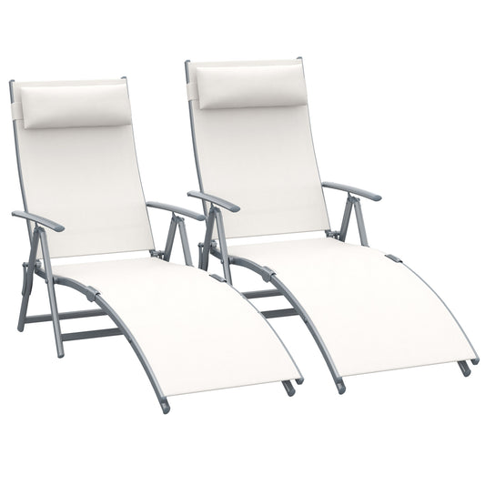 Outsunny Set De 2 Tumbonas Plegables Con Respaldo Ajustable 137x63,5x100,5 Cm_0