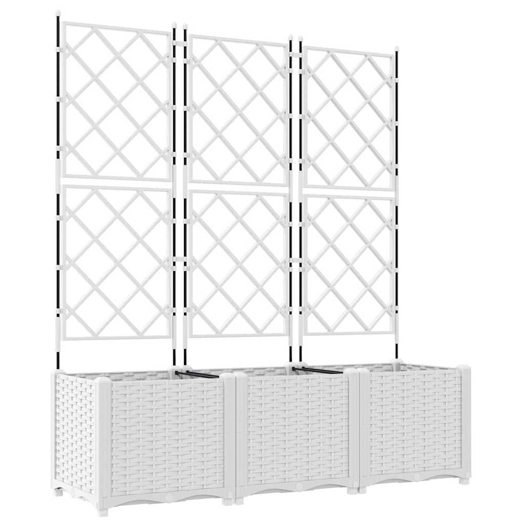 Vidaxl Maceta De Jardín Con Enrejado 3 Pcs Blanco 120 X 40 X 143 Cm Pp_0