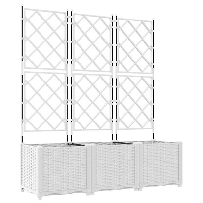 Vidaxl Maceta De Jardín Con Enrejado 3 Pcs Blanco 120 X 40 X 143 Cm Pp_0