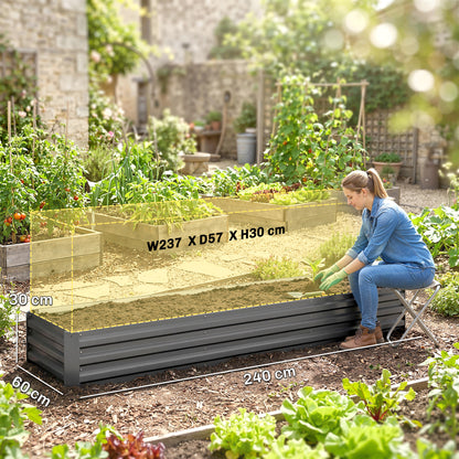 Outsunny Jardinera Exterior Grande Rectangular De Acero Galvanizado 240x60x30 Cm_2