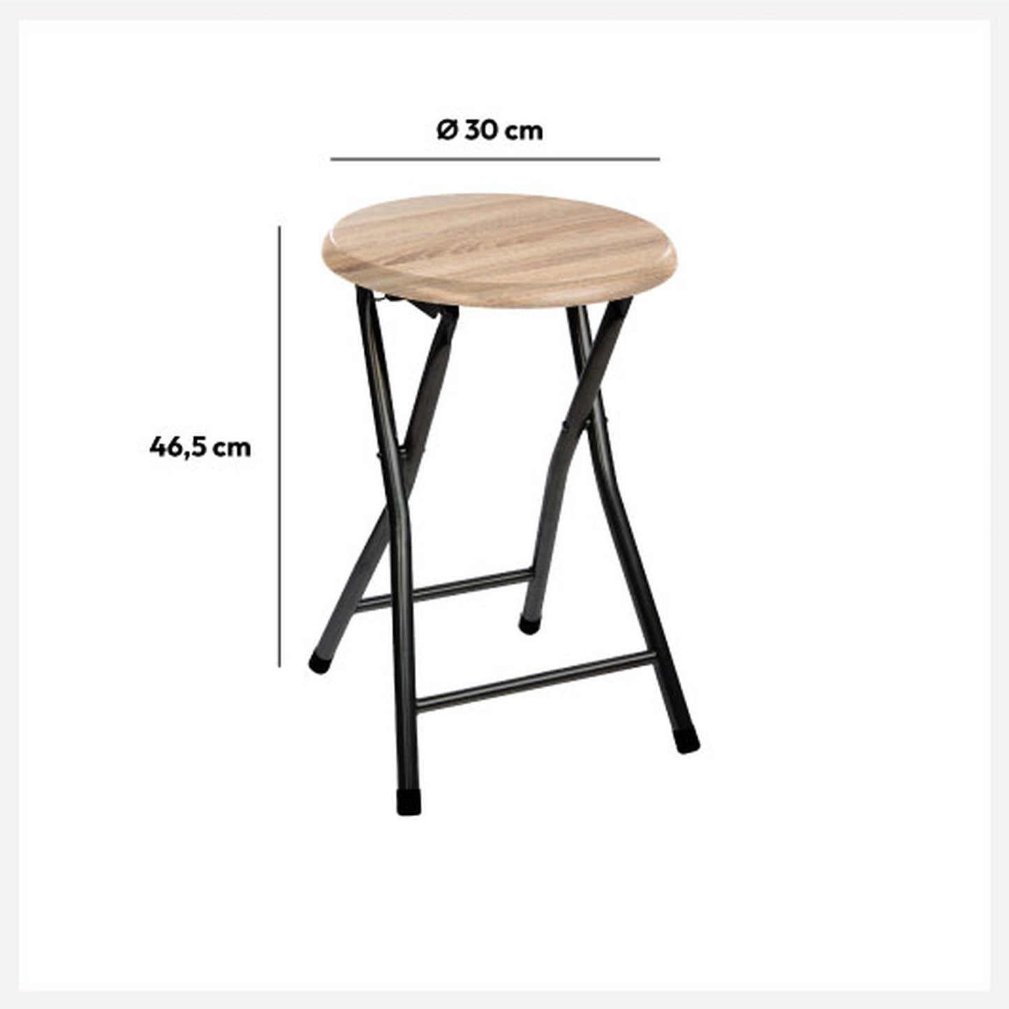 Well Home - Taburete Plegable En Panel De Madera Mdf Ø30x46,5cm_2