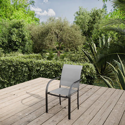 Lote De 4 Sillas De Jardín Gris Claro - Mobiliario De Jardín - Texaline Aluminio Apilable 65x56x86cm_3