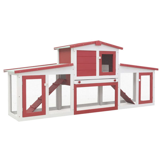 Vidaxl Jaula De Animales Grande Madera Rojo Y Blanco 201x45x85 Cm_0