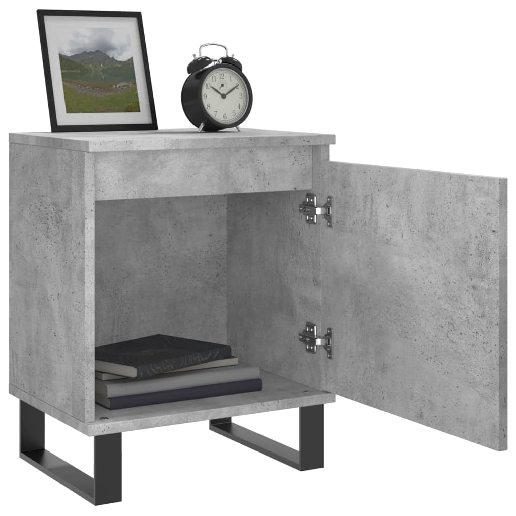 Mesita De Noche Madera De Ingeniería Gris Hormigón 40x30x50 Cm_2