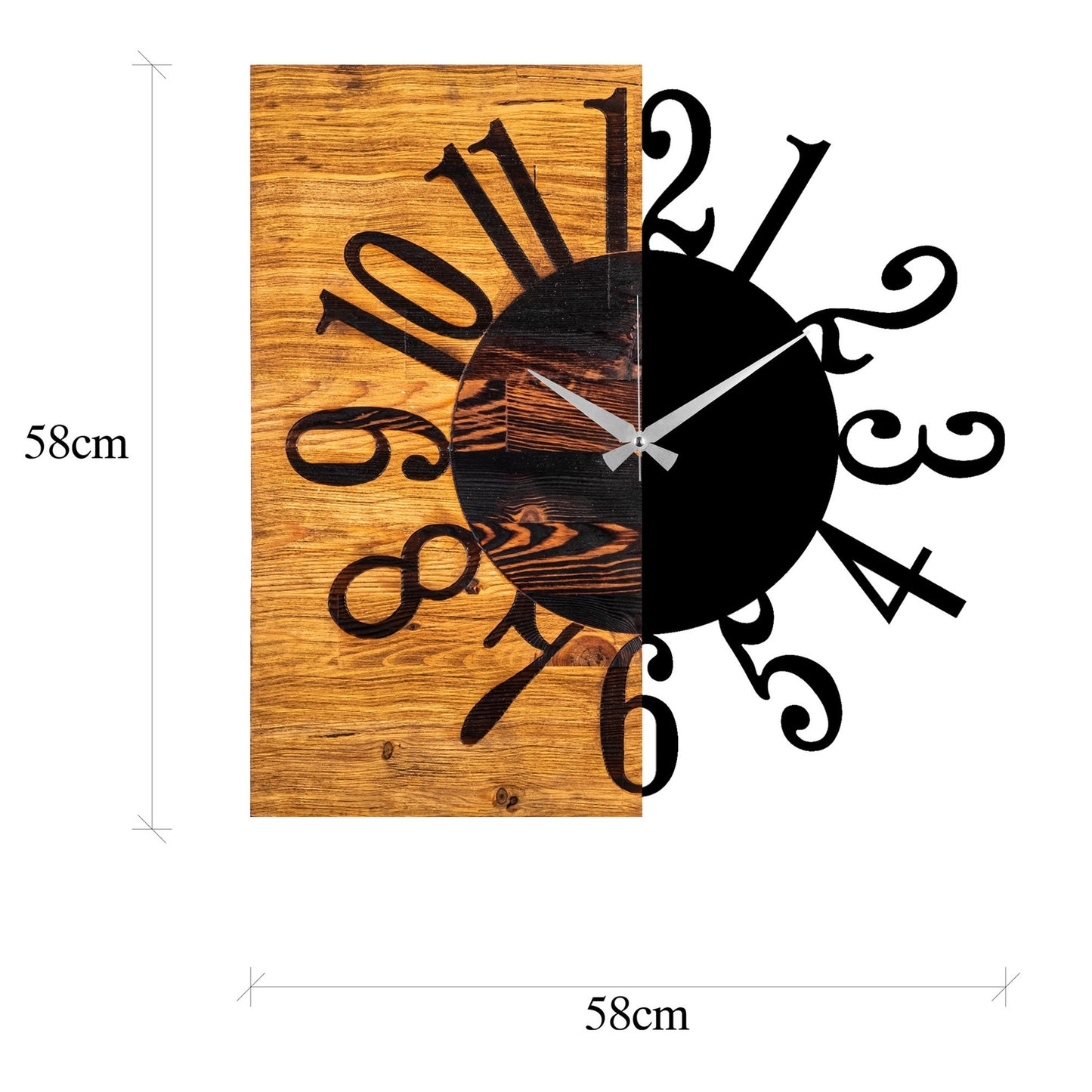Reloj De Pared Madera mitad Y Mitad_1