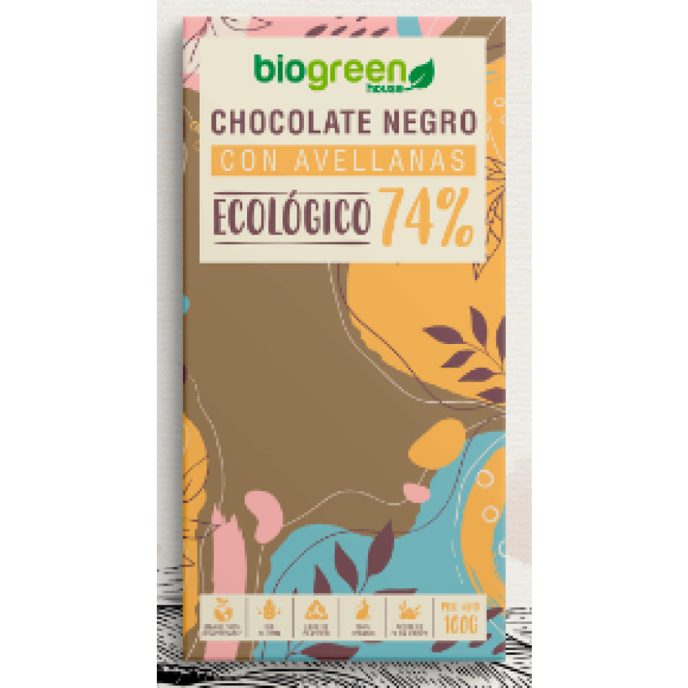 Tableta Chocolate Negro 74% Ecológico 100 Gr Pistacho_0