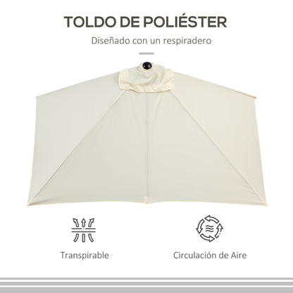 Outsunny Media Sombrilla 230x130x245 Cm Parasol De Pared Con Manivela Beige_5