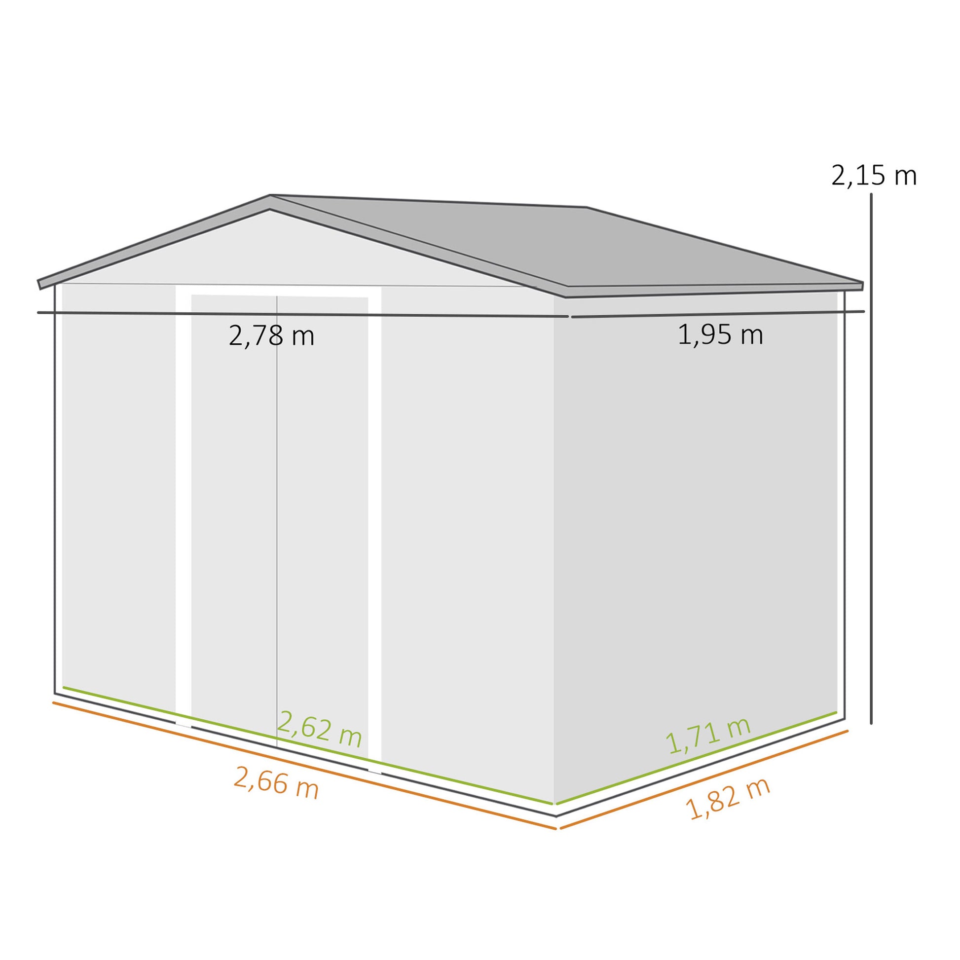 Outsunny Caseta De Jardín Exterior Con 2 Puertas 4,84m² 278x195x215cm Natural_2