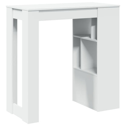 Mesa Bar Con Estantes Madera Ingeniería Blanca 102x50x103,5 Cm_4