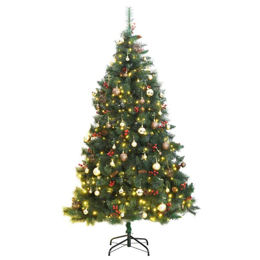 Vidaxl Árbol De Navidad Artificial Con Bisagras 300 Led Y Bolas 210 Cm_0