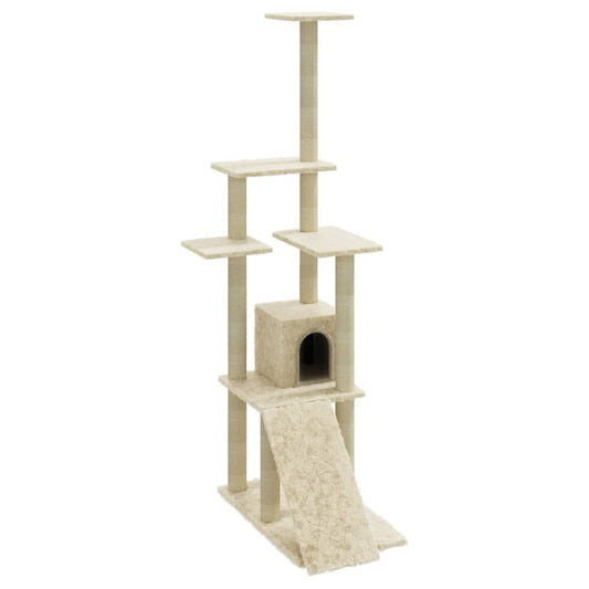 Vidaxl Rascador Para Gatos Con Postes De Sisal Color Crema 155 Cm_0