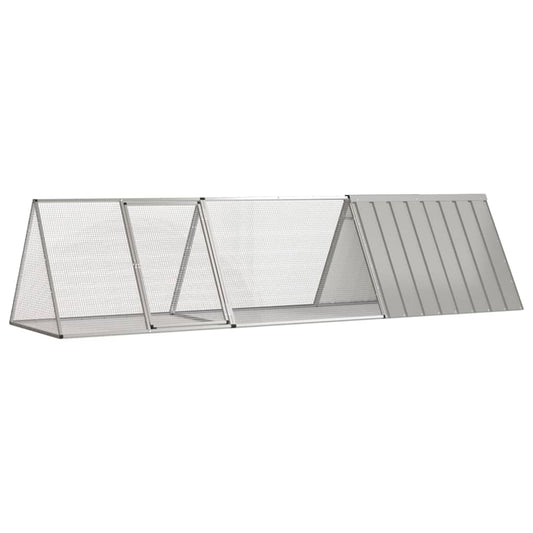 Vidaxl Jaula Para Conejos De Acero Galvanizado, Gris, 302,5 X 80,5 X 71 Cm_0