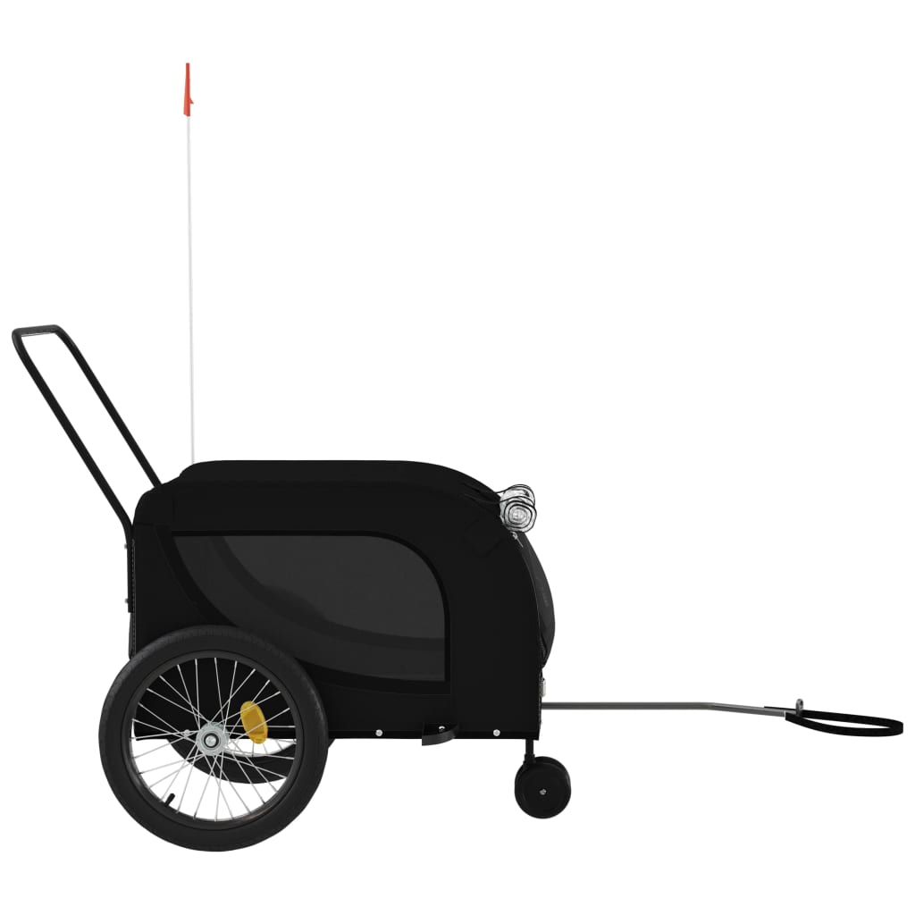Remolque De Bicicleta Mascotas Hierro Tela Oxford Negro_4