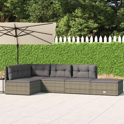 Vidaxl Set De Muebles De Jardín 5 Pzas Y Cojines Ratán Sintético Gris_1