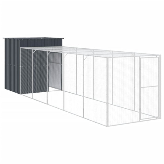 Vidaxl Gallinero Con Corral Acero Galvanizado Gris 165x659x181 Cm_0