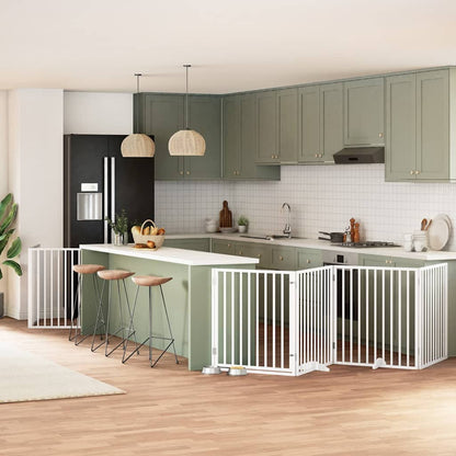 Vidaxl Puerta De Perros Plegable 12 Paneles Madera Álamo Blanca 960 Cm_1
